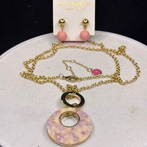 Isaac Mizrahi Gold Tone Pendant Necklace with Earrings 32-35 inch